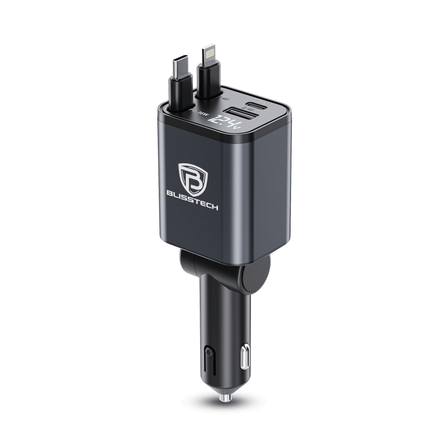 ที่ชาร์จในรถยนต์ BLISSTECH รุ่น MINI-CL 36W FAST CHARGE สายชาร์จยืดหดได้ 80ซม. TYPE-C / LIGHTNING / USB-A / USB-C_0
